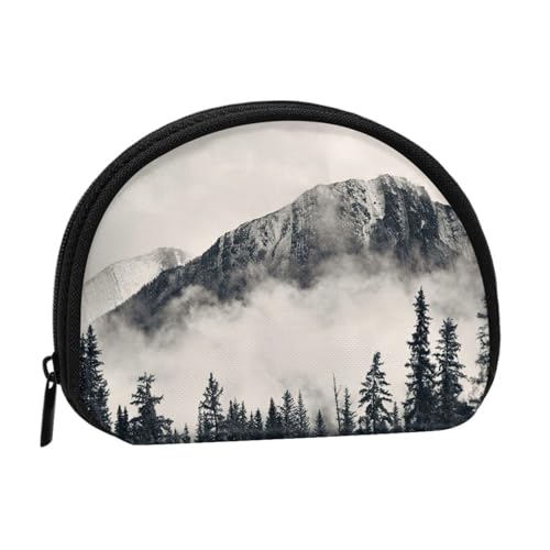 WKSGDSG Kleine Münzbörse mit Reißverschluss, kanadische Bergklippe, Mini-Geldbörse, Münztasche, tragbare Kleingeldbörse für Frauen und Mädchen, modische Damen-Canvas-Münztasche mit Schlüsselanhänger von WKSGDSG