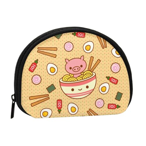 WKSGDSG Kleine Münzbörse mit Reißverschluss, köstliche süße Ramen-Mini-Geldbörse, Münztasche, tragbare Kleingeldbörse für Frauen und Mädchen, modische Damen-Canvas-Münztasche mit Schlüsselanhänger von WKSGDSG