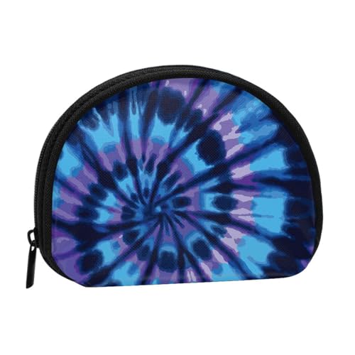 WKSGDSG Kleine Münzbörse mit Reißverschluss, lila Batikfärbung, Mini-Geldbörse, Münztasche, tragbare Kleingeldbörse für Frauen und Mädchen, modische Damen-Canvas-Münztasche mit Schlüsselanhänger von WKSGDSG