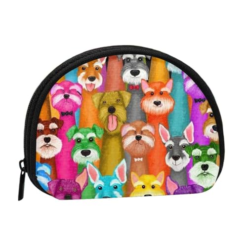 WKSGDSG Kleine Münzbörse mit Reißverschluss, ölige süße Schnauzer-Hunde, Mini-Geldbörse, Münztasche, tragbare Kleingeldbörse für Frauen und Mädchen, modische Damen-Canvas-Münztasche mit von WKSGDSG