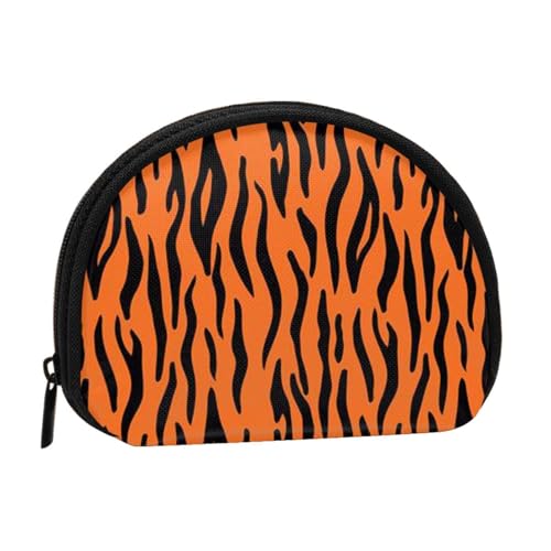 WKSGDSG Kleine Münzbörse mit Reißverschluss, orangefarbener Tigerstreifen, Mini-Geldbörse, Münztasche, tragbare Kleingeldbörse für Frauen und Mädchen, modische Damen-Canvas-Münztasche mit von WKSGDSG