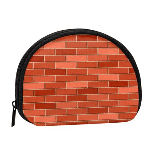 WKSGDSG Kleine Münzbörse mit Reißverschluss, rote Ziegelmauer-Textur, Mini-Geldbörse, Münztasche, tragbare Kleingeldbörse für Frauen und Mädchen, modische Damen-Canvas-Münztasche mit Schlüsselanhänger von WKSGDSG
