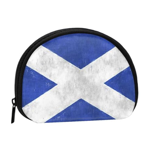 WKSGDSG Kleine Münzbörse mit Reißverschluss, schottische Mini-Geldbörse, Münztasche, tragbare Kleingeldbörse für Frauen und Mädchen, modische Damen-Canvas-Münztasche mit Schlüsselanhänger von WKSGDSG