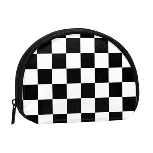WKSGDSG Kleine Münzbörse mit Reißverschluss, schwarz und weiß, kariert, Mini-Geldbörse, Münztasche, tragbare Kleingeldbörse für Frauen und Mädchen, modische Damen-Canvas-Münztasche mit von WKSGDSG