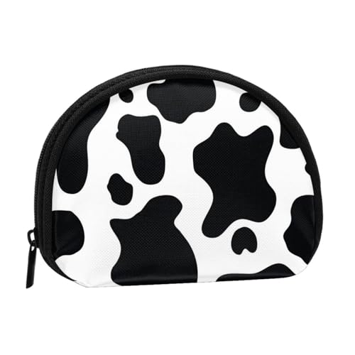 WKSGDSG Kleine Münzbörse mit Reißverschluss, schwarz-weiße Kuh-Mini-Geldbörse, Münztasche, tragbare Kleingeldbörse für Frauen und Mädchen, modische Damen-Canvas-Münztasche mit Schlüsselanhänger von WKSGDSG