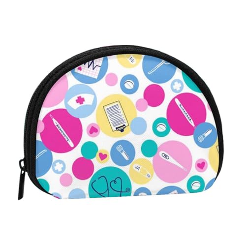 WKSGDSG Kleine Münzbörse mit Reißverschluss, süße Krankenschwester-Mini-Geldbörse, Münztasche, tragbare Kleingeldbörse für Frauen und Mädchen, modische Damen-Canvas-Münztasche mit Schlüsselanhänger von WKSGDSG