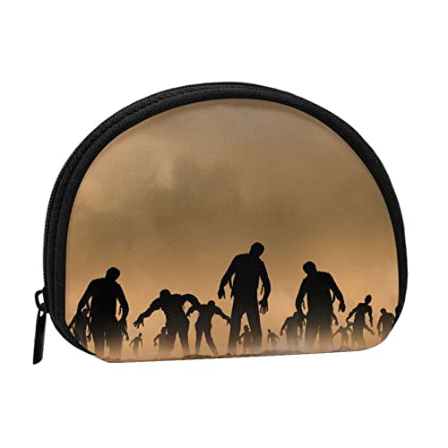 WKSGDSG Kleine Münzbörse mit Reißverschluss, viele Zombie-Mini-Geldbörse, Münztasche, tragbare Kleingeldbörse für Frauen und Mädchen, modische Damen-Canvas-Münztasche mit Schlüsselanhänger von WKSGDSG