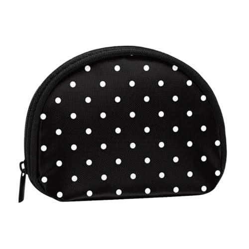 WKSGDSG Kleine Münzbörse mit Reißverschluss, weiße Punkte, Mini-Geldbörse, Münztasche, tragbare Kleingeldbörse für Frauen und Mädchen, modische Damen-Canvas-Münztasche mit Schlüsselanhänger von WKSGDSG