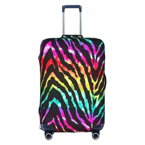 WKSGDSG Kofferabdeckungen für Koffer, TSA-geprüft, buntes Regenbogen-Zebramuster, elastisch, passend für 45,7 - 53,3 cm Gepäck, kratzfest, waschbar, Reisekoffer-Abdeckung für Erwachsene und Kinder von WKSGDSG