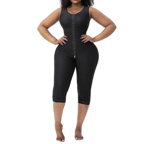 WKZSXXMJ Stufe 1 Kompressionskleidung Nach Bauchstraffung für Frauen zur Erholung Nach der Geburt BBL Lipo Shapewear Ganzkörper-Bodysuit in Halber Oberschenkellänge(Schwarz,M) von WKZSXXMJ