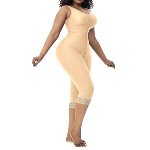 WKZSXXMJ Stufe 1 Kompressionskleidung Nach Bauchstraffung für Frauen zur Erholung Nach der Geburt BBL Lipo Shapewear Ganzkörper-Bodysuit in Halber Oberschenkellänge(Skin,S) von WKZSXXMJ
