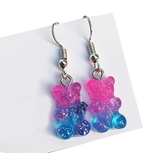 1 Paar Mode Schöne Mädchen Ohrringe Cartoon Candy Bär Anhänger Ohrringe Bunte Harz Drop Dangler Charme Kopfbedeckung Für Männer Mit Langen Haaren von WKabnkn