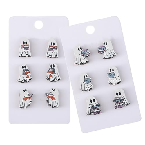 6 Paare Halloween Ohrring Set Book Specter Form Ohrringe Stylische Urlaub Kostümzubehör Frauen Schmuck Halloween Ohrringe von WKabnkn