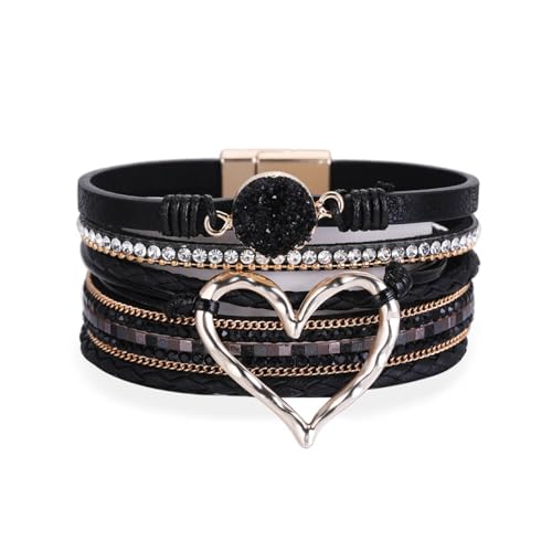 Armband Ethnischen Stil Für Frauen Bohomian Leder Armband Wrap Multi Layer Stützsteine Barm Schmuck Geschenk Perfekt Für Tägliche Verschleiß von WKabnkn