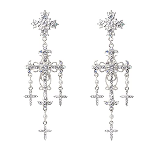 Korean Roman Trend Luxus Palaststil Silber Goldkristallperle Gekreuzte Dangle Ohrringe Für Frauen Eleganter Party Schmuck Perle Gekreuzter Ohrschmuck von WKabnkn