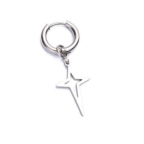 Minimalistischer Cross Holow Star Dangle Drop Small Hoop Ohrringe Frauen Winziger Star Huggie Studs Ohrring Stichring Ohrschmuck Hohlring von WKabnkn