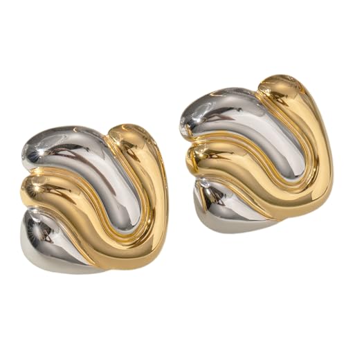 Mode Goldene Silberne Ton Geometrische Ohrohrohrstolzen Statement Ohrringe Für Frauen Legiert Komfortable Fit Ohr Accessoires Leichte Ohrringe von WKabnkn