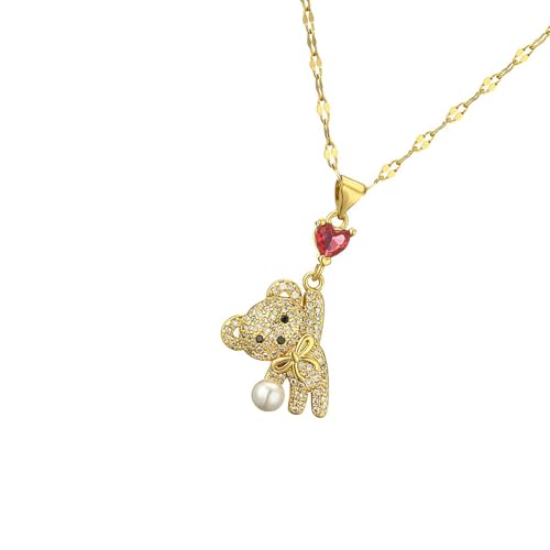Stilvolle Bären Anhänger Halskette Kette Halskette Handgefertigtes Metalltextur Geeignet Für Party Und Alltags Wear Frauen Modeschmuck Geeignet von WKabnkn