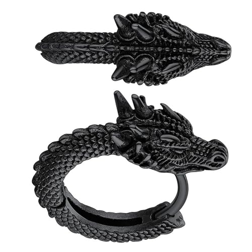 Stilvolle Dragon Hoop Ohrringe Edelstahlohrohrschstene Für Männer Frauen Hip Hop Punk Party Accessoire Unisex Schmuck Unisex Mode Ohrringe von WKabnkn