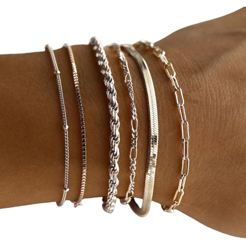 WKabnkn 5/6pcs Stylish Alloy Armband Und Fußkettchen Set Robuste Und Vielseitige Armreifenkettenzubehör Für Frauenschmuck Für Frauen von WKabnkn