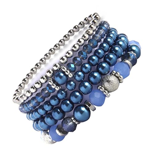WKabnkn 5pc Tragbare Kristallperlenarmband Set Vielseitige Kristallperlenarmbandkollektion Für Einzigartige Stile Und Eleganzen Modeschmuck Für Frauen von WKabnkn