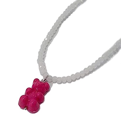 WKabnkn Bär Anhänger Halskette Dopamin Hals Schmuck Perlen Halskette Bär Anhänger Chokerperlen Chokerharzmaterial Für Dame Girl von WKabnkn