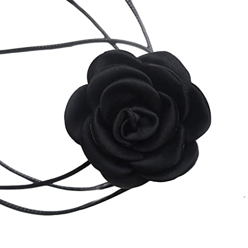 WKabnkn Camellia Halskette Elegante Kamellien Collarbone Kette Schwarzes Wachs Seilkragen Halshaut Hochzeit Halloween Schmuck Geschenk Charm Halskette von WKabnkn