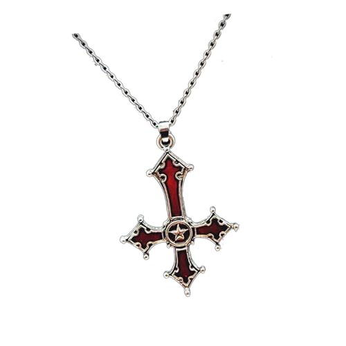 WKabnkn Dunkle Gothic Punk Halskette Invertiertes Kruzifix Anhänger Schlangekette Kette Einstellbare Neckketten Trendige Persönlichkeit Accessoires Vintage Halskette von WKabnkn