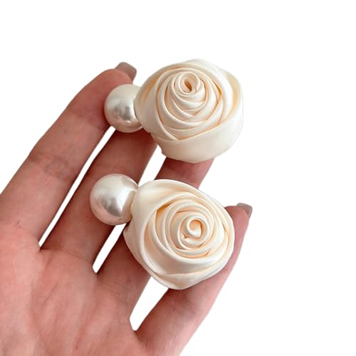 WKabnkn Elegante Große Blumen Haarnadel Stoff Rose Haar Barrette Retro Haarklammern Hochzeit Brautstifte Accessoire Für Frauen Mädchen Stoff Rose Haarnadel von WKabnkn