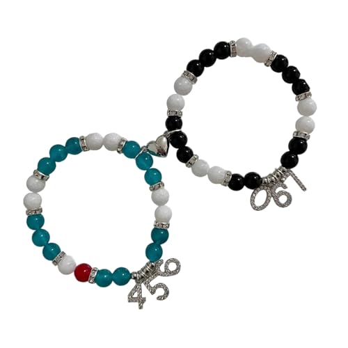 WKabnkn Elegantes Glaslegierungspaar Passendes Magnetisches Armband Einstellbares Armband Handgefertigtes Schmuckgeschenk Für Frauen Und Männer Digitales Anhängerarmband von WKabnkn