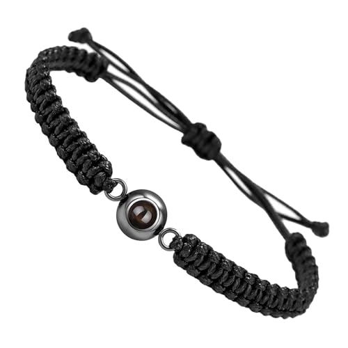 WKabnkn Elegantes Paararmband Mit 100 Sprachen Ich Liebe Dich Projektion In Kristallen Mattes Stein Tragbar Für Jubiläen Handgewebe von WKabnkn