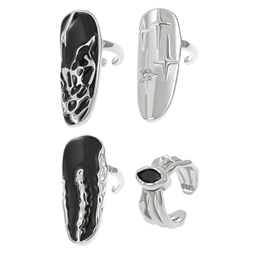 WKabnkn Gothic Fingerip Schmucknagel Ringe Öffnen Unregelmäßiges Muster Fingerspitzen Mode Schmuckgelenk Ringe Für Frauen Verstellbar von WKabnkn