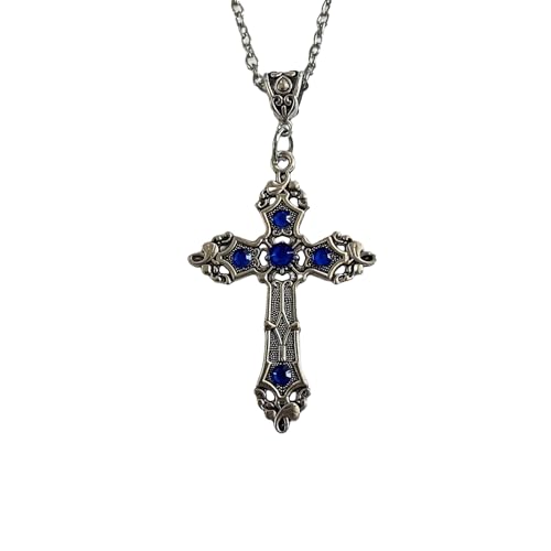 WKabnkn Große Cross Halskette Mit Kristallen Choker Gothic Crucifix Schmuck Unisex Crucifix Anhänger Geschenk Stylish Halskette von WKabnkn