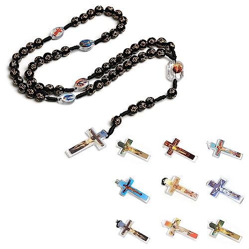 WKabnkn Katholisches Kreuz Rosenkranz Halskette Modekreuz Anhänger Perlen Halskette Religiöser Schmuck Für Frauen Männer Mädchen Jungen Anhänger Mode Elegant Religiös von WKabnkn