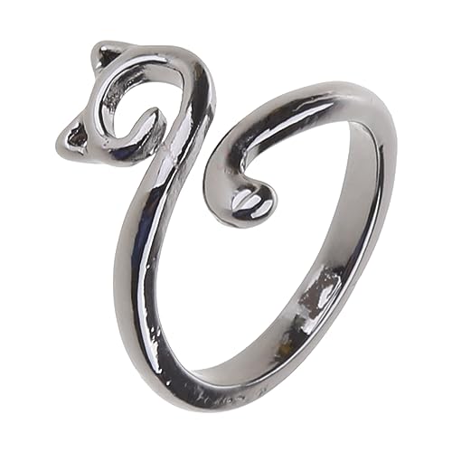 WKabnkn Katzen Tiere Offener Niedliche Katze Verstellbare Ringe Für Frauen Häkelspannungsregler Einzigartige Schmuck Katze Langer Schwanzfingerschmuck Personalisierung Personalisation von WKabnkn