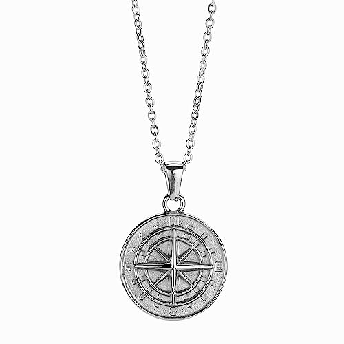 WKabnkn Layered Halskette Für Männer Segelreisen Kompass Anhänger Charm Chain Casual Retro Kragen Krapfer Trend Schmuck Geschenk Layering Neckkette Mit Legierungskompass Anhänger Charm von WKabnkn