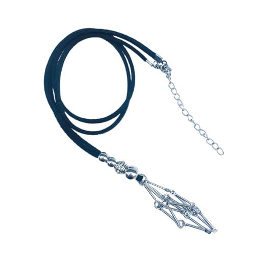 WKabnkn Mesh Anhänger Halskette Einstellbare Leder Seil Kristallsteinhalter Metallkristallkäfighalter Einstellbarer Seilgitter Anhänger Halsketten von WKabnkn