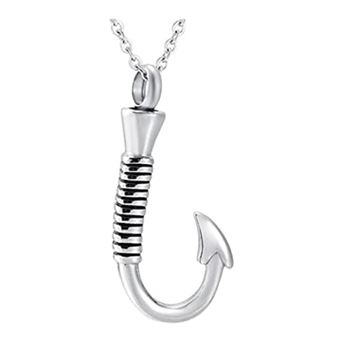 WKabnkn Modeschmuck Asche Für Tank Memorial Halskette Fischhaken Design Edelstahl Anhänger Souvenir Asche Bracket Frauen M Edelstahl Halskette Frauen Männer Männer von WKabnkn