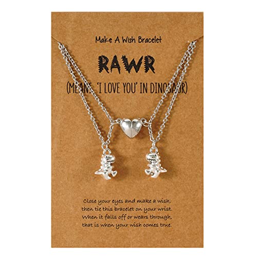 WKabnkn Packung Von 2 Dinosaurier Halskette Herz Niedlichkeit Dinosaurier Anhänger Freundschaft Halskette Bester Freund Schmuck Für Tägliche Party Split Herzkette Für Mädchen Paare von WKabnkn