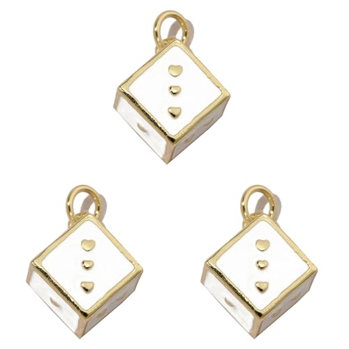 WKabnkn Packung Von 3 18k Gold Plattiert Ohrringe Charme Herz Dices Pokerkarte Halskette Anhänger Juwely Making Accessoires Frauen Modeschmuck von WKabnkn
