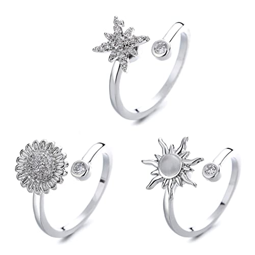 WKabnkn Schöne Verstellbare Offene Zappelringe Für Frauen Angst Spinner Stress Relief Geschenk Für Den Valentinstag Geburtstag Weihnachten Rotatable Verstellbarer Zappel Frauen Angst Spinner Schmuck von WKabnkn