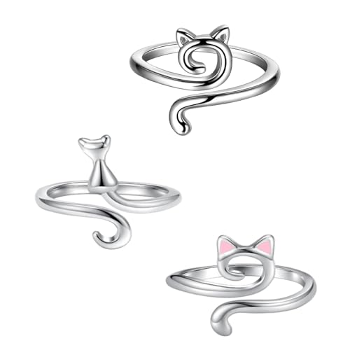 WKabnkn Set Von 3 Stilvollen Katzen Garnführer Ringe Verstellbar von WKabnkn
