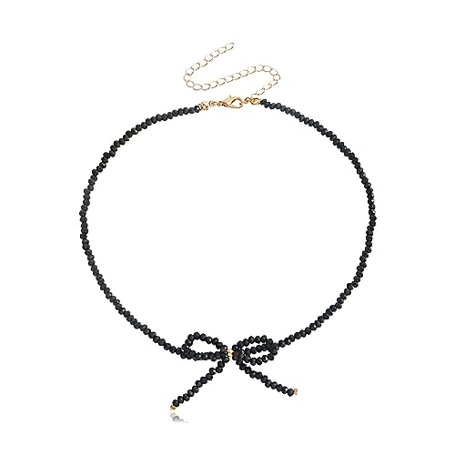 WKabnkn Stilvoller Bogenknoten Anhänger Perlen Halskette Auf Augenhaarungskonsumkette Choker Kühl Und Schicker Schlüsselbeutel Kette Halskette Dekore Beerungen Kurzhärchen Elegant von WKabnkn
