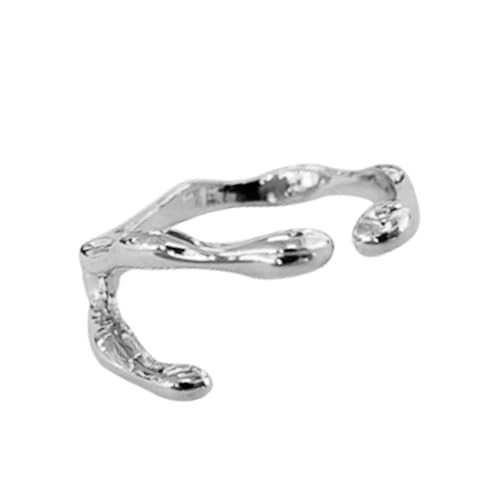 WKabnkn Unregelmäßiger Natursteinring Mit Opal Ästhetischer Egirl Hohlringe Für Frauen Y2K Trend Mode Fingerschmuck Kristall Für Frauen Silber Verstellbare Natursteinringe Offen Silber Offen von WKabnkn