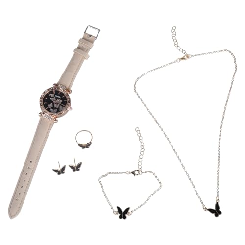 WKabnkn Women Quartzs Watch Und Butterfly Schmuck Set Halskette Ringe Ohrringe Girls Hochzeit Für Modeliebhaber Schmuckschmuck Set von WKabnkn