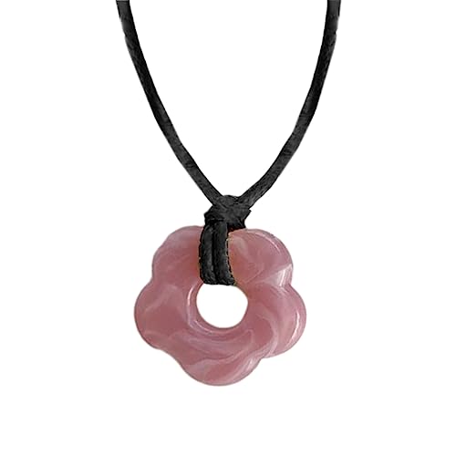 WKabnkn Zarte Acrylblüte Anhänger Halskette Ausgehöhltes Blütenschluckschreie Schöner Nackenschmuck Für Lässige Oder Formelle Ereignis Wachsfaden Halskette von WKabnkn