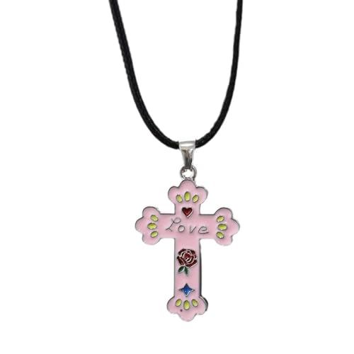 WKabnkn Zirkon Flüssiger Herz Anhänger Halskette Für Frauen Leichte Luxuskreuz Halsschreiber Leder Seilblöcke Kettenkette Schmuckzubehör Kreuz Anhänger Halskette Für Frauen von WKabnkn