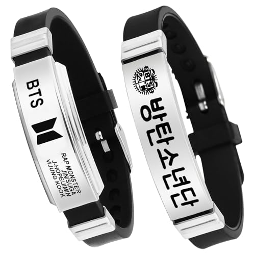 BTS Armband, 2 Stück Jungen BTS Armband, Jungen Armband verstellbares Armband, Charm Armbänder aus Silikon Schmuck von WKxinxuan