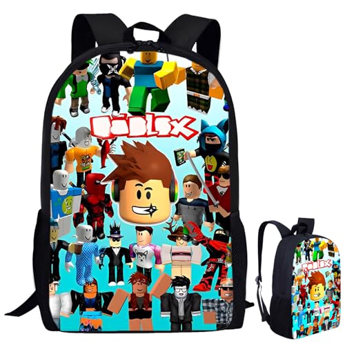 WKxinxuan Roblox Rucksack Teenager Junge, 3D-gedruckte Rucksack Jungen, Rucksack Kinder Schule, Anime Rucksack für Jungen auf Reisen, beim Einkaufen, beim Sport, in der Schule und auf der Arbeit von WKxinxuan