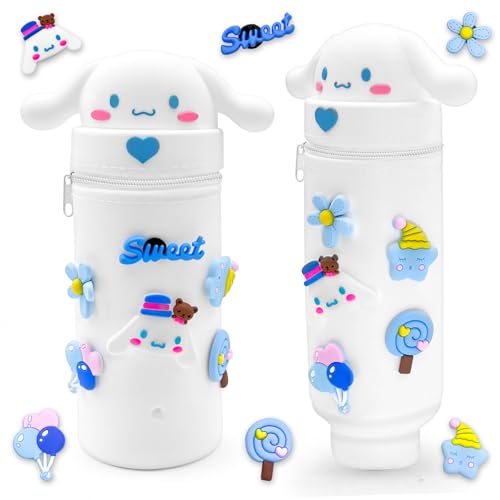 WKxinxuan Stand Up Federmäppchen, 2-in-1 Weiche Silikontasche, Kawaii Federmäppchen, Multifunktionales Wasserdichtes Mäppchen,Kreative Schreibwarentasche Süßes Schulgeschenk Für Kinder von WKxinxuan